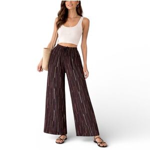 Boho Wide Leg Palazzo Pants • Ethnic Stripe Print • Drawstring Waist • Women’s 2